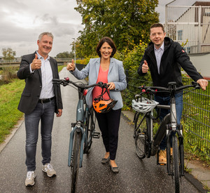 Frau Ministerin Daniela Schmitt besucht am 12.10.2023 den Ahr-Radweg in Bad Neuenahr-Ahrweiler